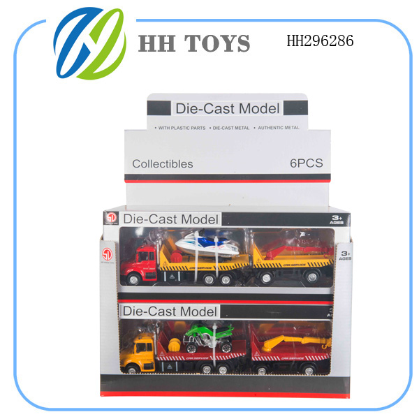 1:60回力合金模型 活动拖板载六款小车+后拖吊车（6pcs/展示盒）