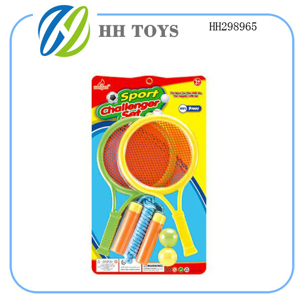 Tennis racket and skipping rope