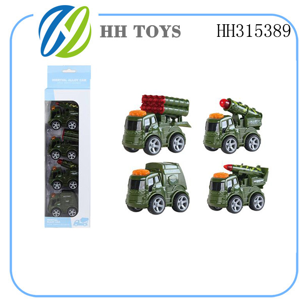 Q Alloy military Pull back car 4PCS