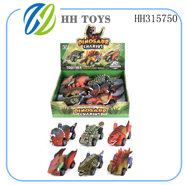 Soft rubber simulation dinosaur return car 6pcs