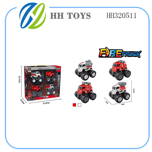 Inertia alloy fire truck 4PCS