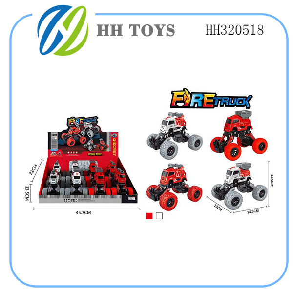 Recoil alloy  fire truck 8pcs