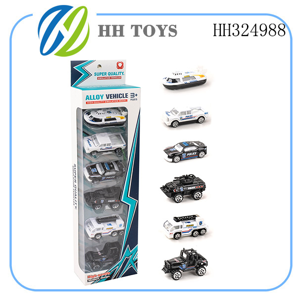 Slide alloy police car 6PCS