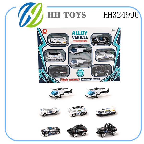 Slide alloy police car 8PCS