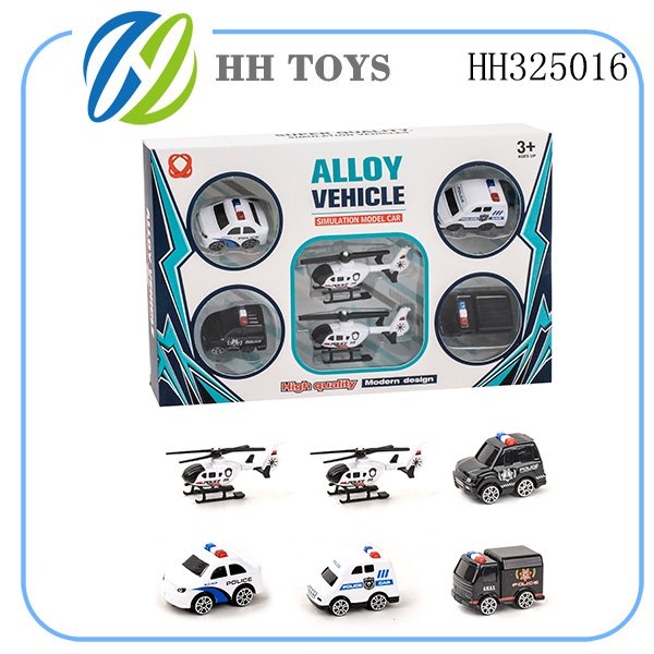 Slide alloy police car 6PCS