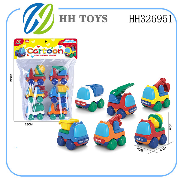 Pull back cartoon engineering vehicle 6PCS