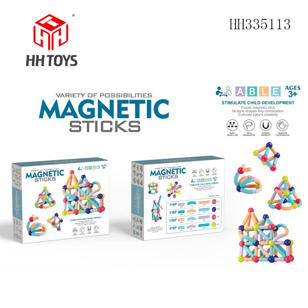 Magnetic building block bar