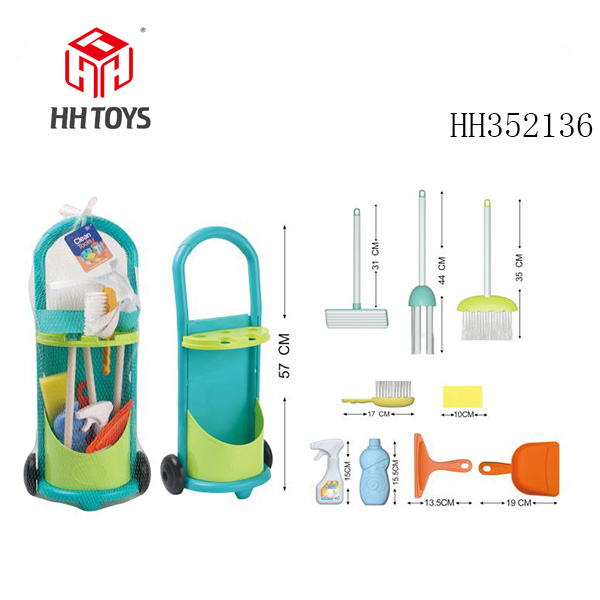 Play house cleaning tool cart set