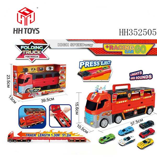 Ejection deformation fire rail car

Equipped with 4 cars and 1 to 64 alloy police cars