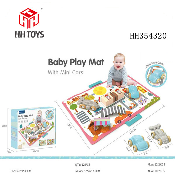 Educational baby play mat,with 2 cars
