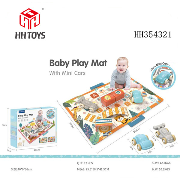 Educational baby play mat,with 2 cars