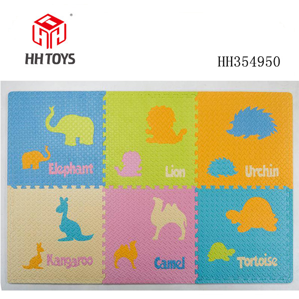 6 pieces of EVA puzzle animal floor mat, color floor mat, foam floor mat, with 2 2cm small surrounding edges