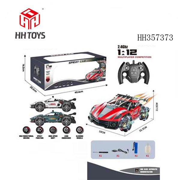 2.4G 1:12 6CH RC Car with mist spraying function,incl.batt.,red/blue mixed