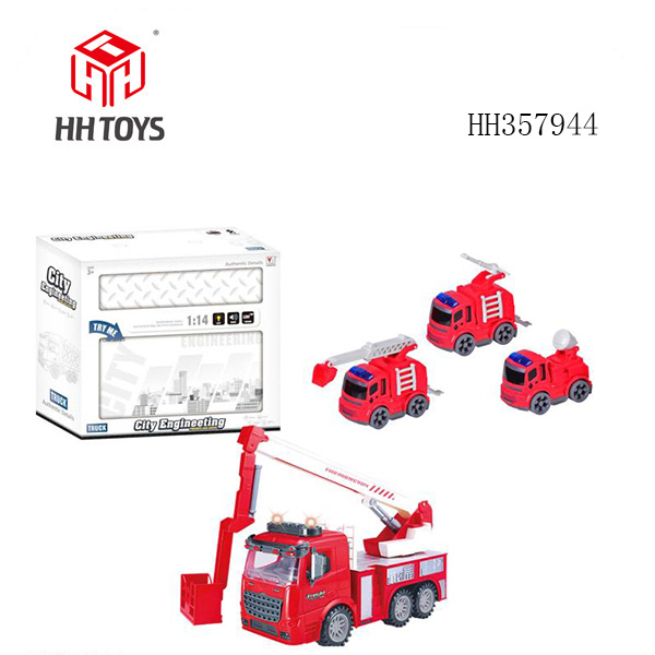 1: 14 inertia fire truck boxed (with light and music) pack of 3 AG13 batteries